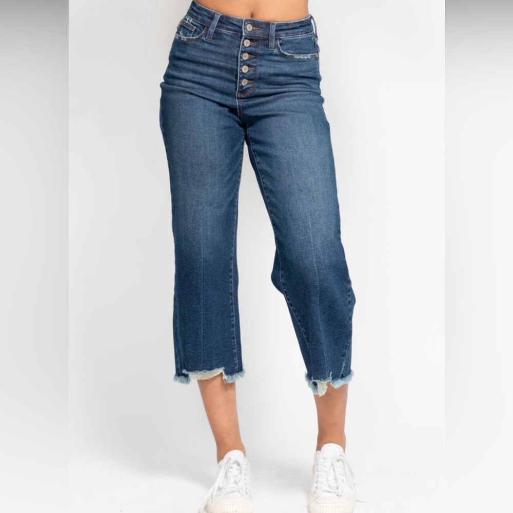 Judy Blue On The Fly Cropped Wide Leg Jeans